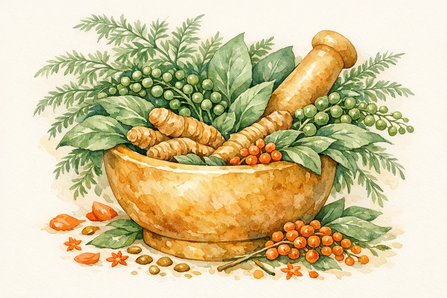 Watercolor illustration of a peacefully resting woman surrounded by botanical herbs and a crescent moon representing sleep, stress reduction, and cycle tracking steps for luteal phase defect